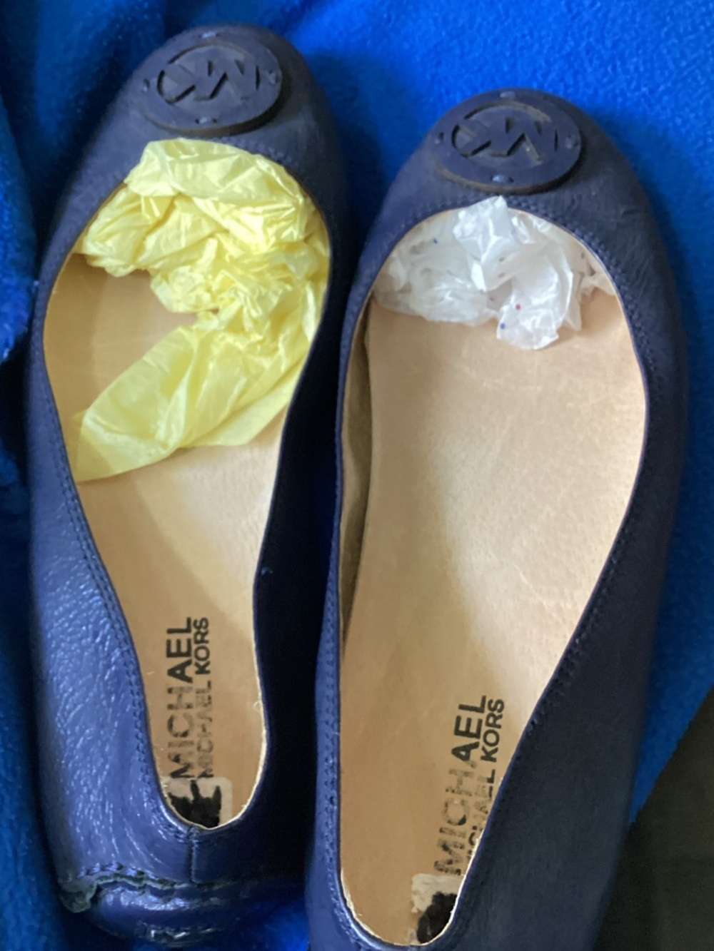 Michael Kors Navy Blue Logo Ballet Flats